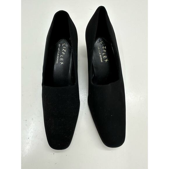 LizFlex by Liz Claiborne Womens Heels Size 6.5 Concord Black Suede Block Heel - Picture 2 of 10